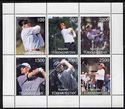 Turkmenistan 1998 Golfers perf sheetlet containing 6 values unmounted mint