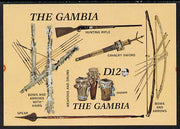 Gambia 1987 Musical Instruments (with Rifle, Bow & Arrows, Spear etc) imperf m/sheet from one of the two Format archive imperf proof sheets, as SG MS 690. NOTE - this item has been selected for a special offer with the price significantly reduced