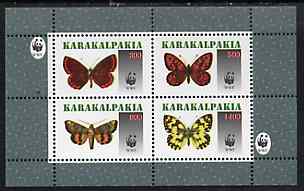 Karakalpakia Republic 1996 WWF - Butterflies perf sheetlet containing set of 4 values unmounted mint