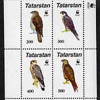 Tatarstan Republic 1996 WWF - Birds of Prey #3 perf sheetlet containing set of 4 values unmounted mint