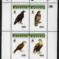 Karelia Republic 1996 WWF - Birds of Prey #1 perf sheetlet containing set of 4 values unmounted mint