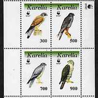 Karelia Republic 1996 WWF - Birds of Prey #2 perf sheetlet containing set of 4 values unmounted mint