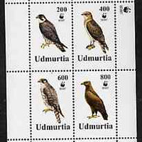 Udmurtia Republic 1996 WWF - Birds of Prey perf sheetlet containing set of 4 values unmounted mint