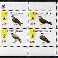 Karakalpakia Republic 1996 WWF - Birds of Prey perf sheetlet containing set of 4 values unmounted mint