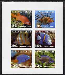 Karakalpakia Republic 1998 Fish imperf sheetlet containing complete set of 6 values unmounted mint