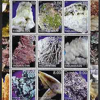 Tadjikistan 2000 Minerals perf sheetlet containing 9 values unmounted mint