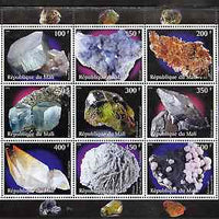 Mali 1998 Minerals perf sheetlet containing 9 values unmounted mint