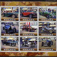 Rwanda 2000 Vintage Cars perf sheetlet containing 9 values unmounted mint