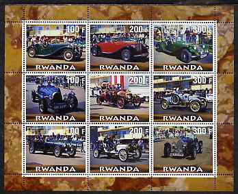 Rwanda 2000 Vintage Cars perf sheetlet containing 9 values unmounted mint