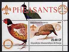 Congo 2002 Game Birds (Pheasants) perf s/sheet containing single value with Scouts & Guides Logos plus Rotary Logo unmounted mint