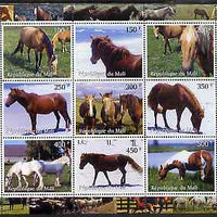 Mali 2000 Horses perf sheetlet containing 9 values unmounted mint