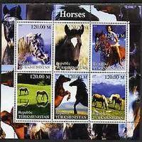 Turkmenistan 2000 Horses perf sheetlet containing 6 values unmounted mint