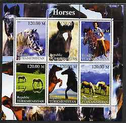 Turkmenistan 2000 Horses perf sheetlet containing 6 values unmounted mint