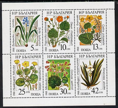 Bulgaria 1988 Marsh Flowers sheetlet containing set of 6, SG 3484-89 (Mi 3628-33)