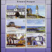 Eritrea 2001 Art of Edward Hopper #1 perf sheetlet containing 6 values unmounted mint