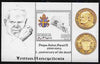 Somalia 2006 Pope John Paul II - First Anniversary of his Death perf s/sheet #2 showing Commemorative coins & Arms - Written 14 Encyclicals, unmounted mint