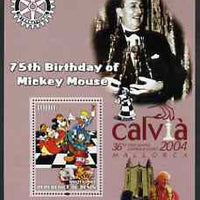 Benin 2003 75th Birthday of Mickey Mouse #01 perf s/sheet also showing Walt Disney, Pope, Calvia Chess Olympiad & Rotary Logos, unmounted mint