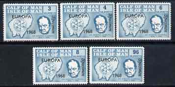 Calf of Man 1968 Europa 1968 opt'd on Churchill perf set of 5 in turquoise each additionally overprinted SPECIMEN (as Rosen CA105s-09s) unmounted mint