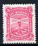 New Zealand 1944-47 Life Insurance 6d pink (Lighthouse) unmounted mint, SG L41