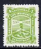 New Zealand 1944-47 Life Insurance 1/2d yellow-green (Lighthouse) P14x15 unmounted mint, SG L37