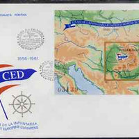 Rumania 1981 Danube Commission imperf m/sheet on illustrated cover with special first day cancel, Mi BL 177