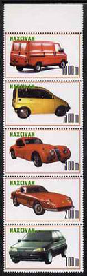 Naxcivan Republic 1999 Modern Cars & Vans perf strip of 5 values complete unmounted mint