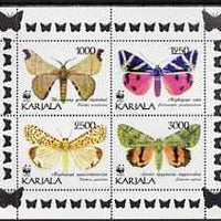 Karjala Republic 1997 WWF - Butterflies perf sheetlet containing complete set of 4 unmounted mint