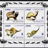 Buriatia Republic 1997 WWF - Otters & Polecats perf sheetlet containing complete set of 4 unmounted mint