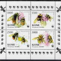 Komi Republic 1997 WWF - Bees perf sheetlet containing complete set of 4 unmounted mint