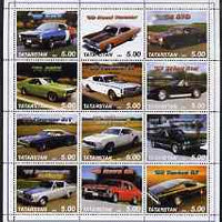 Tatarstan Republic 2000 Modern American Cars perf sheetlet containing set of 12 values unmounted mint