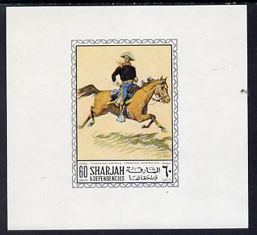 Sharjah 1968 American Artists imperf sheetlet containing 60 Dh value (Frederick Remington) unmounted mint as Mi 452