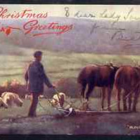 Great Britain 1906 Tuck Oilette Christmas card from PRINCESS BEATRICE with ink inscription 'To dear Lady Southampton from Beatrice'. Card shows a ploughman with team of horses overprinted with Christmas Greetings. Plus ppc of Prin……Details Below