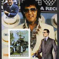 Benin 2003 Elvis Presley on Motorcycle #1 (with Walt Disney & Golfer) imperf m/sheet unmounted mint