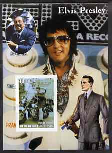 Benin 2003 Elvis Presley on Motorcycle #1 (with Walt Disney & Golfer) imperf m/sheet unmounted mint