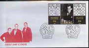 Kyrgyzstan 2000 Alexandre Alekhine #3 perf strip of 3 on illustrated cover with special Chess cancellation