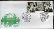 Kyrgyzstan 2000 Garry Kasparov #2 perf strip of 3 on illustrated cover with special Chess cancellation