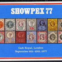 Exhibition souvenir sheet for 1977 Showpex showing Great Britain QV Jubilee set of 14 unmounted mint