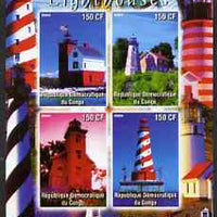 Congo 2004 Lighthouses of America (Great Lakes) imperf sheetlet containing 4 values unmounted mint