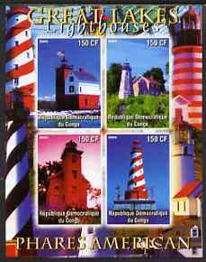 Congo 2004 Lighthouses of America (Great Lakes) imperf sheetlet containing 4 values unmounted mint