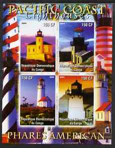 Congo 2004 Lighthouses of America (Pacific Coast) imperf sheetlet containing 4 values unmounted mint