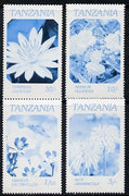 Tanzania 1986 Flowers perf proof set of 4 printed in blue & black only unmounted mint (as SG 474-7)