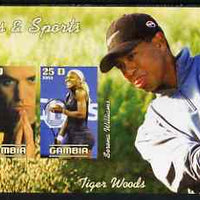 Gambia 2003 Games & Sports imperf sheetlet containing 2 values, unmounted mint (Kasparov, Serena Williams & Tiger Woods)