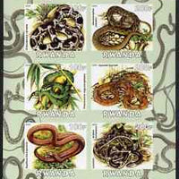 Rwanda 2003 The Wildlife Trusts imperf sheetlet containing set of 6 values (Snakes) unmounted mint