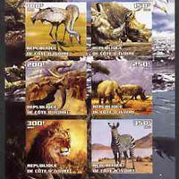 Ivory Coast 2003 The Nature Conservancy imperf sheetlet containing set of 6 values (Animals) unmounted mint