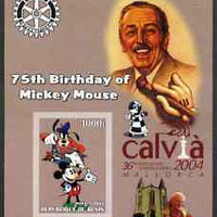 Benin 2003 75th Birthday of Mickey Mouse #07 imperf s/sheet also showing Walt Disney, Pope, Calvia Chess Olympiad & Rotary Logos, unmounted mint