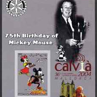 Somalia 2003 75th Birthday of Mickey Mouse #2 - imperf s/sheet also showing Walt Disney, Pope, Calvia Chess Olympiad & Rotary Logos, unmounted mint