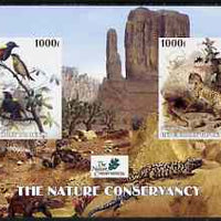 Benin 2003 The Nature Conservancy imperf m/sheet containing 2 x 1000f values (birds & cats by John Audubon) unmounted mint