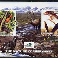 Ivory Coast 2003 The Nature Conservancy imperf m/sheet containing 2 x 500f values (mammals & birds by John Audubon) unmounted mint