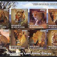 Ivory Coast 2003 The Nature Conservancy imperf sheetlet containing set of 8 values (big cats) unmounted mint