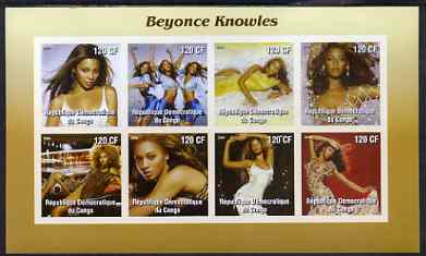 Congo 2004 Beyonce Knowles imperf sheetlet containing 8 values, unmounted mint